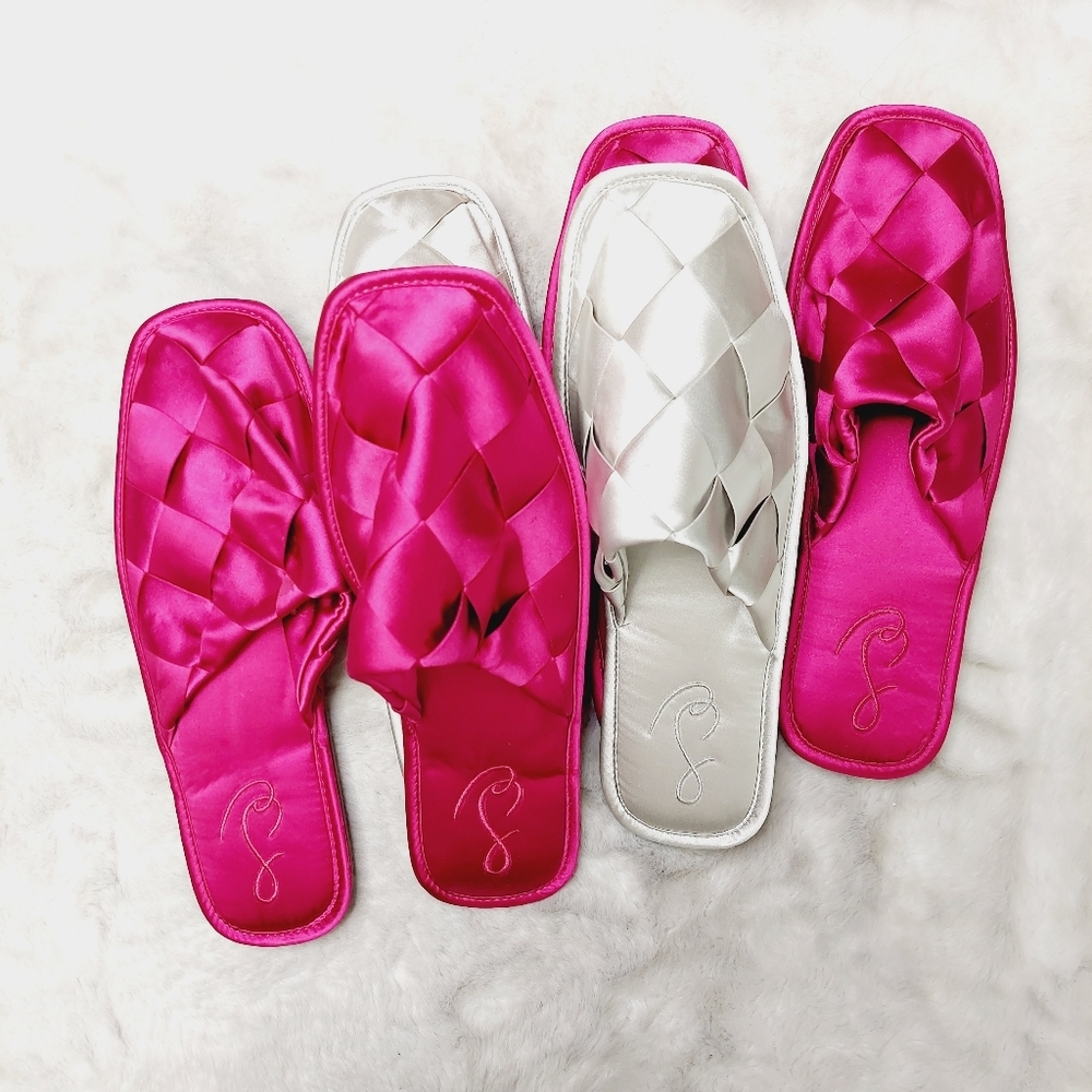 Sam Edelman Pink Satin Woven Slide Slippers